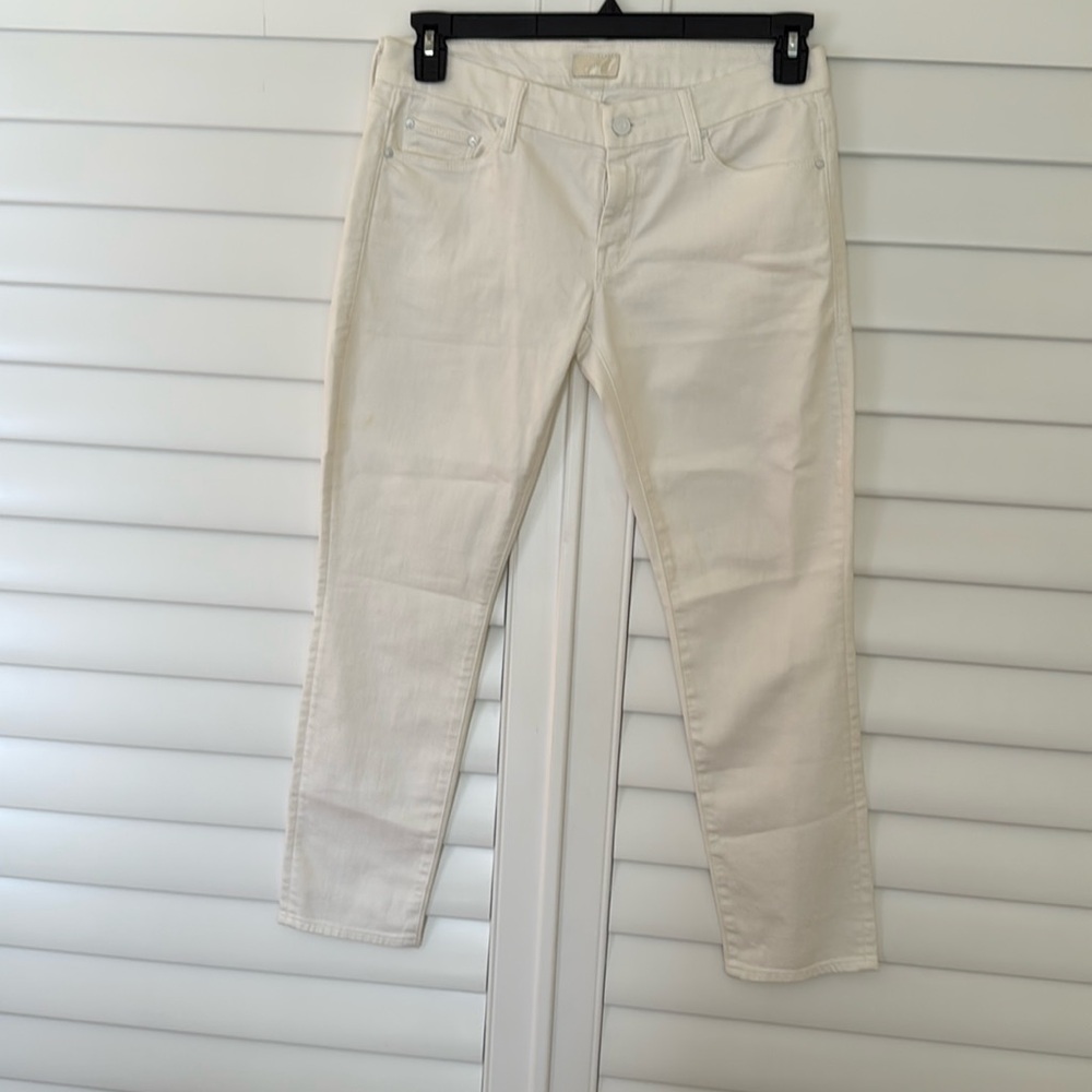 MOTHER- The Looker Crop in Glass Slipper White Skinny‎ Jean